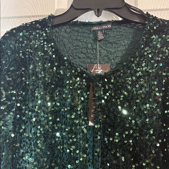 Nina Leonard Jackets & Blazers - Nina Leonard Dark Green Sequin Jacket